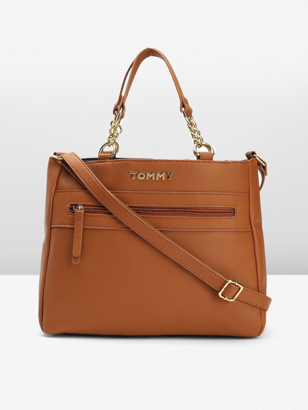 

Tommy Hilfiger Solid Handheld Bag, Brown