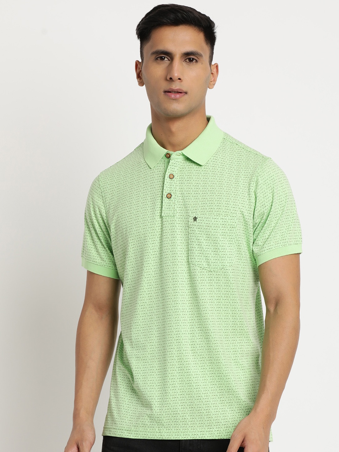 

Turtle Men Polo Collar Slim Fit Cotton T-shirt, Green