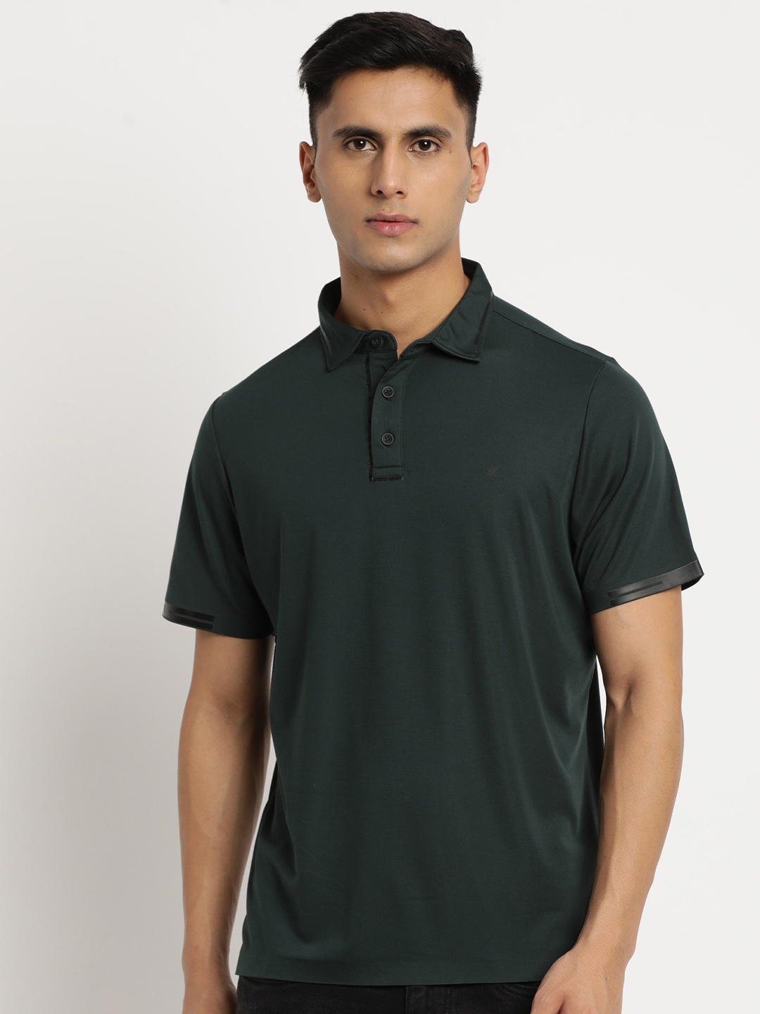 

Turtle Men Polo Collar Slim Fit Cotton T-shirt, Olive