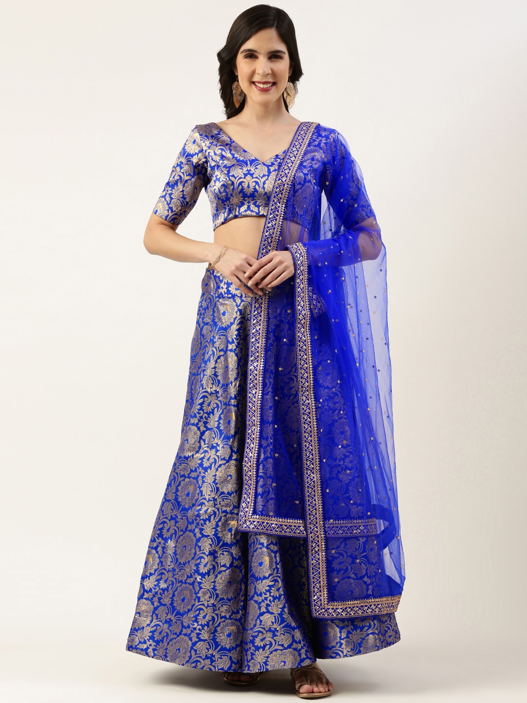 

LOOKNBOOK ART Woven Design Semi-Stitched Lehenga & Unstitched Blouse With Dupatta, Blue