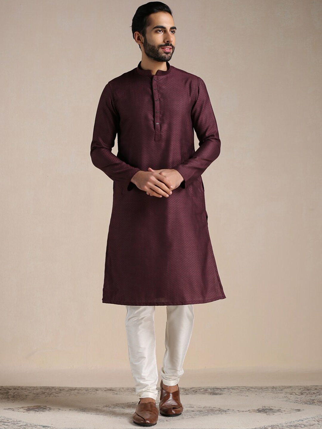 Manyavar Men Kurta with Pyjamas, Purple