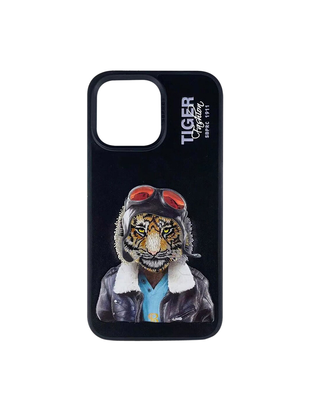 

TREEMODA Embroided Leather FB Series iPhone 14 Pro Back Case, Black