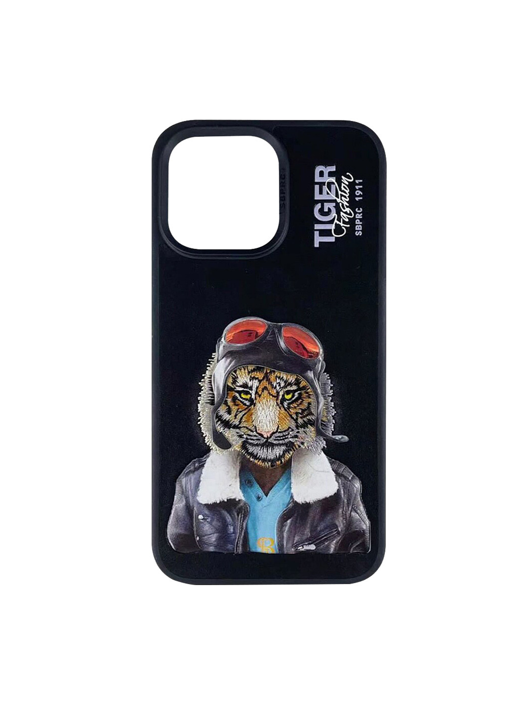 

TREEMODA Embroidered Leather FB Series iPhone 14 Plus Back Case, Black