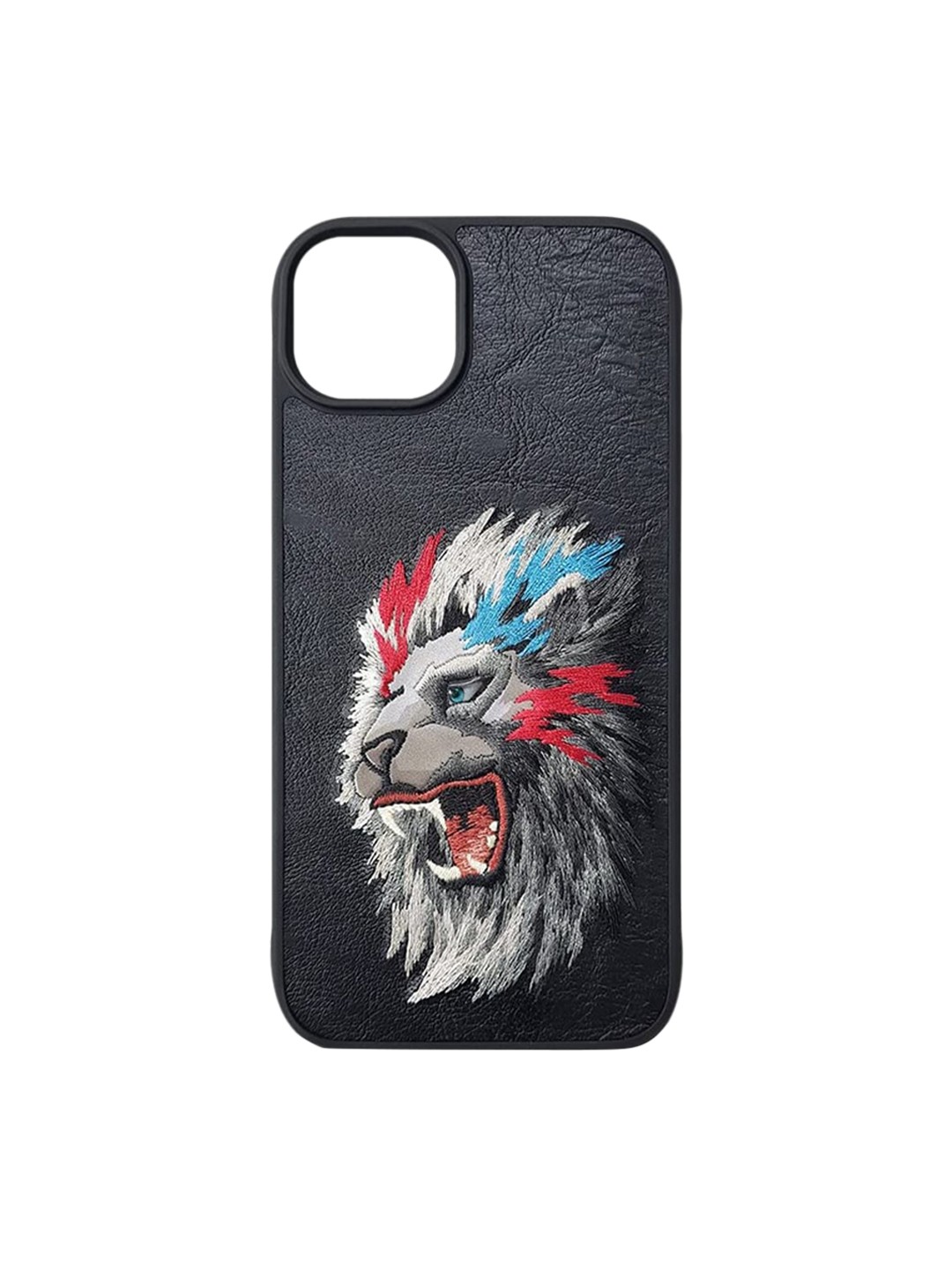 

TREEMODA NB Series Leather Embroided iPhone 13 Back Case, Black