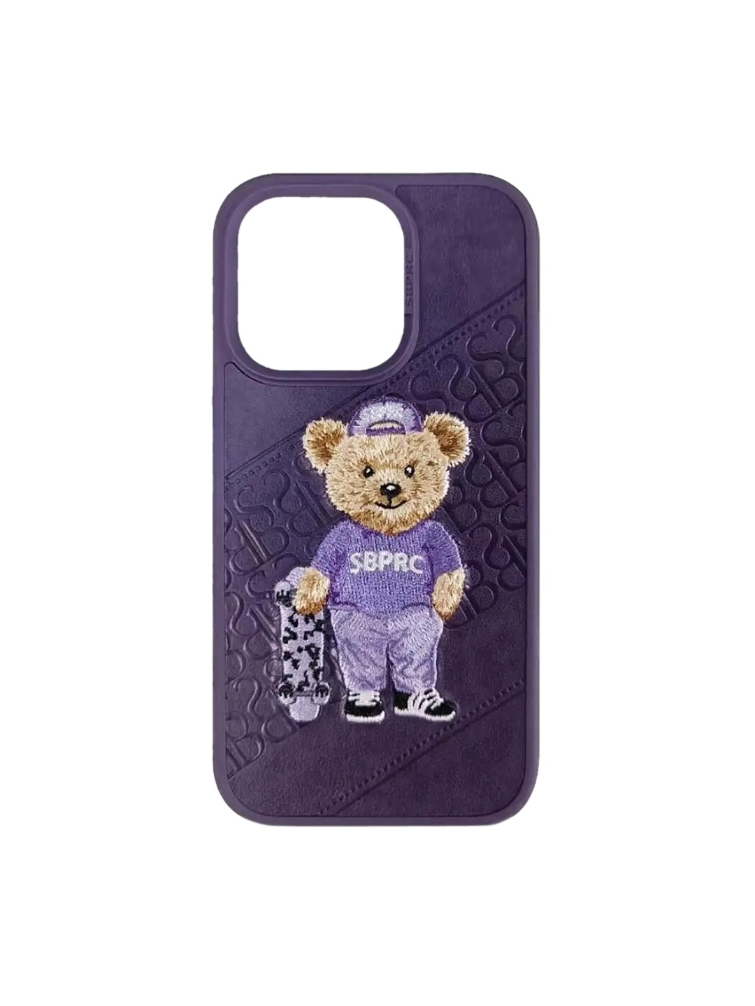 

TREEMODA Printed SB Bear Series iPhone 14 Pro Leather Phone Back Case, Purple