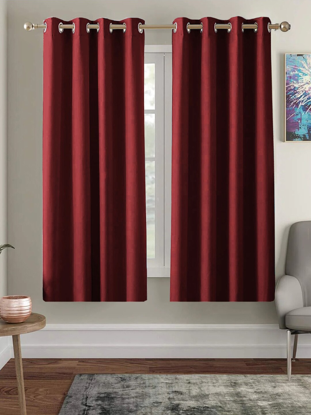 

AEROHAVEN Red Set of 2 Black Out Window Curtain