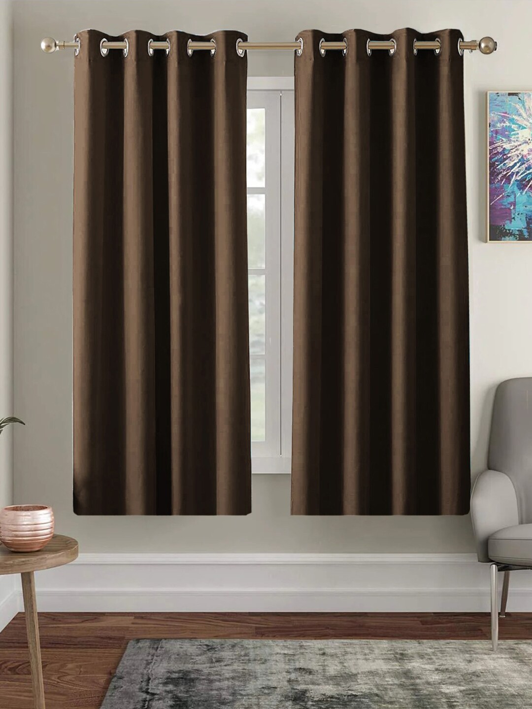 

AEROHAVEN Brown Set of 2 Black Out Window Curtain