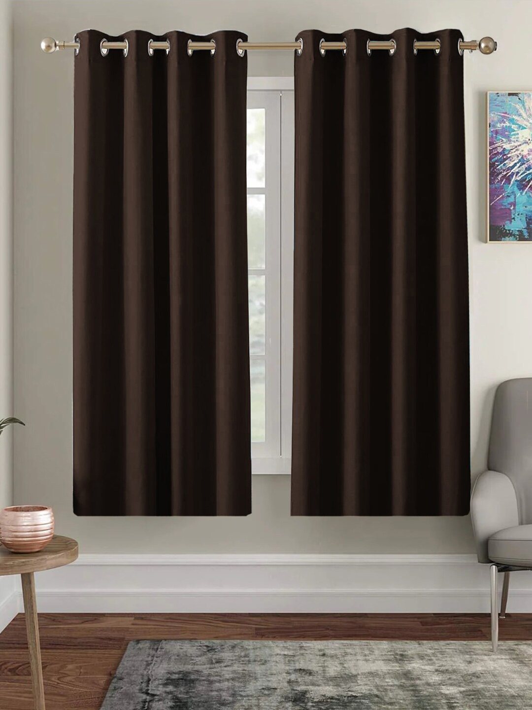 

AEROHAVEN Brown Set of 2 Black Out Window Curtain