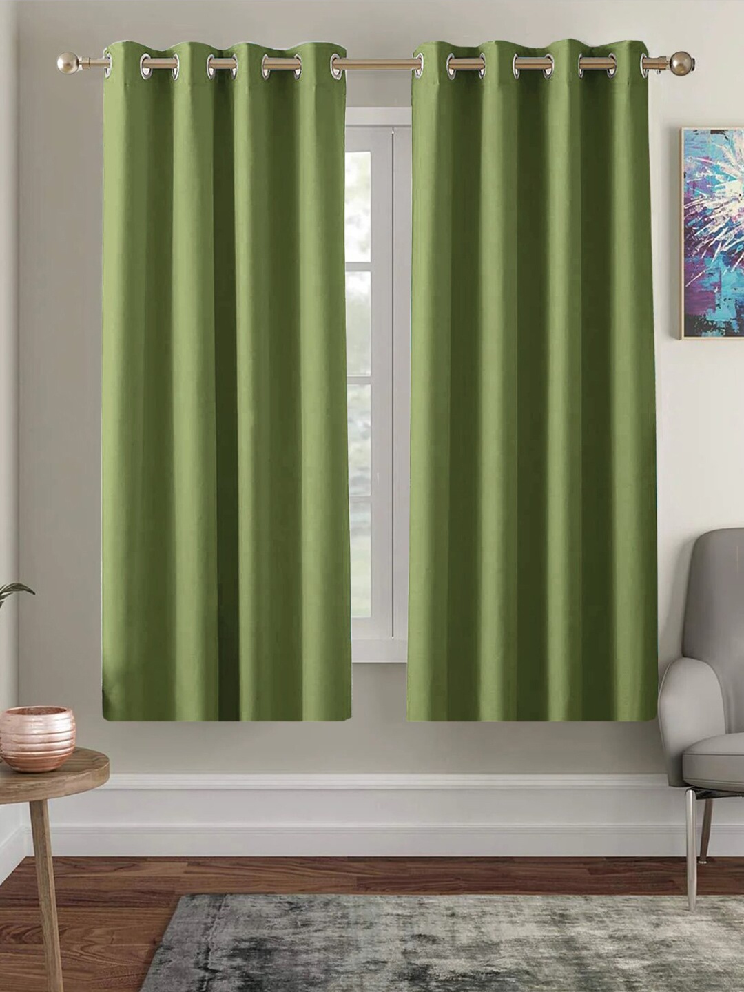 

AEROHAVEN Green Set of 2 Black Out Window Curtain
