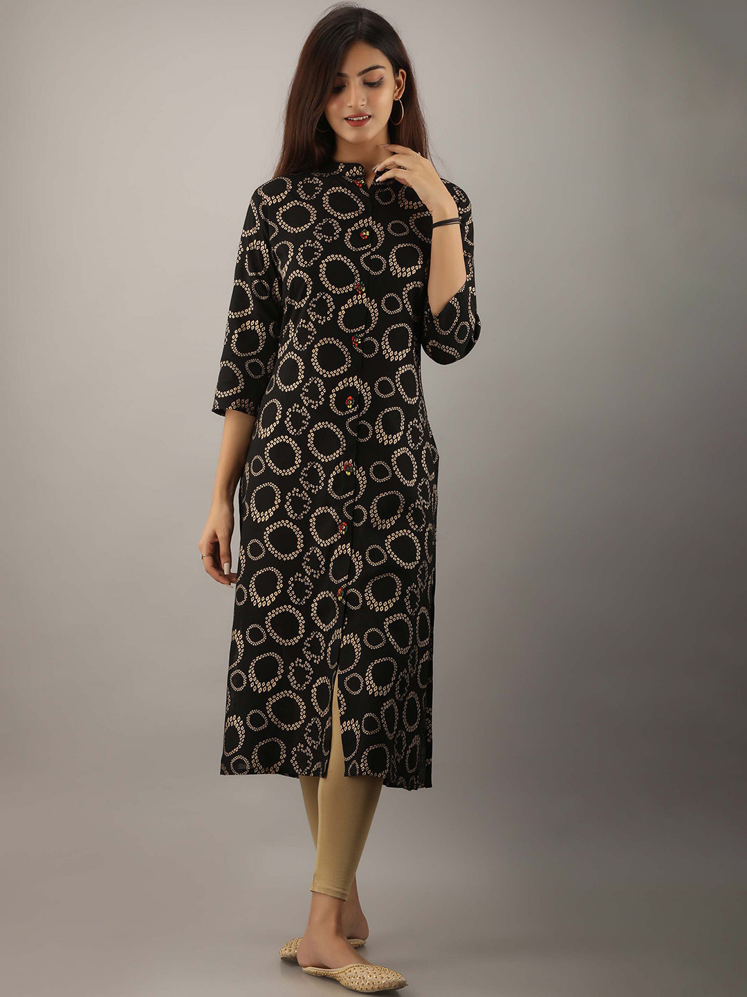 

KALINI Women Black Geometric Printed Kurta