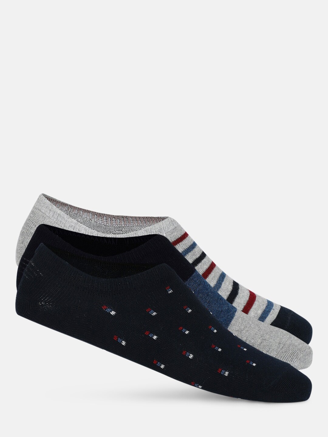 

BYFORD by Pantaloons Pack of 3 Assorted Shoe-Liner Socks, Grey