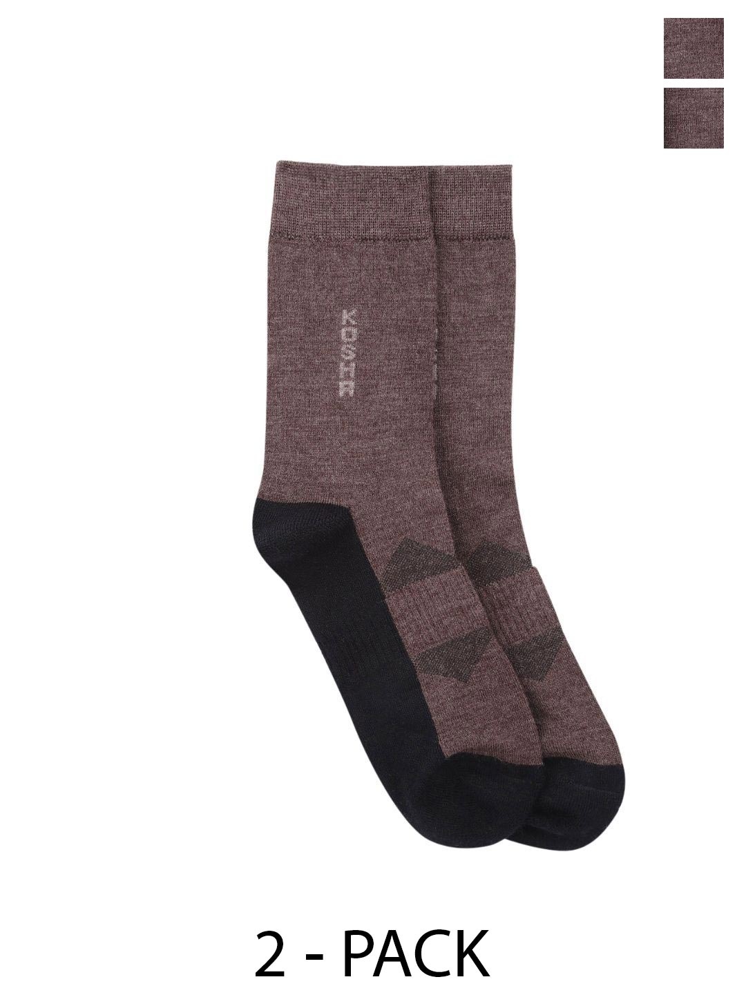 

Kosha Men Pack of 2 Merino Wool Regular Length Warm Technical Socks, Brown