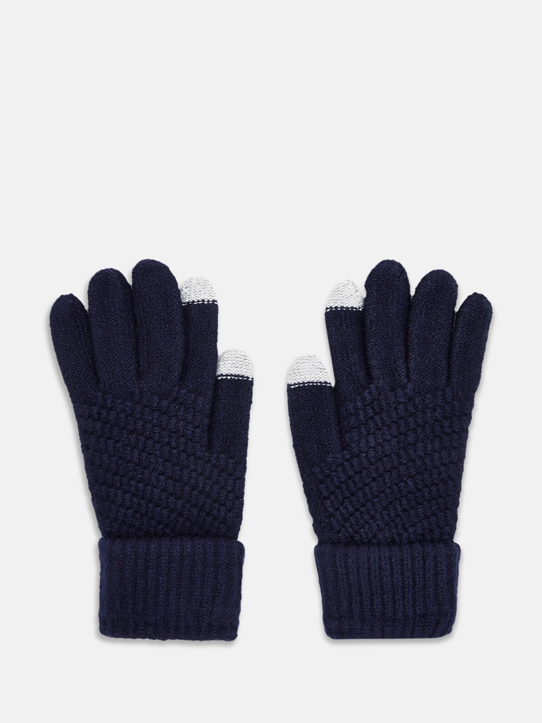 

BYFORD by Pantaloons Men Knitted Acrylic Gloves, Navy blue