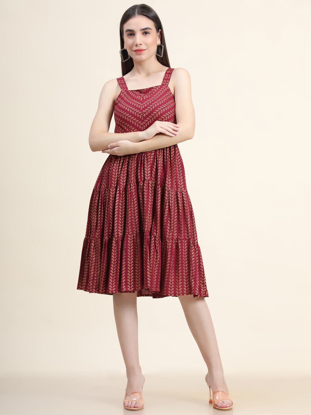 

DAEVISH Floral Dress, Maroon