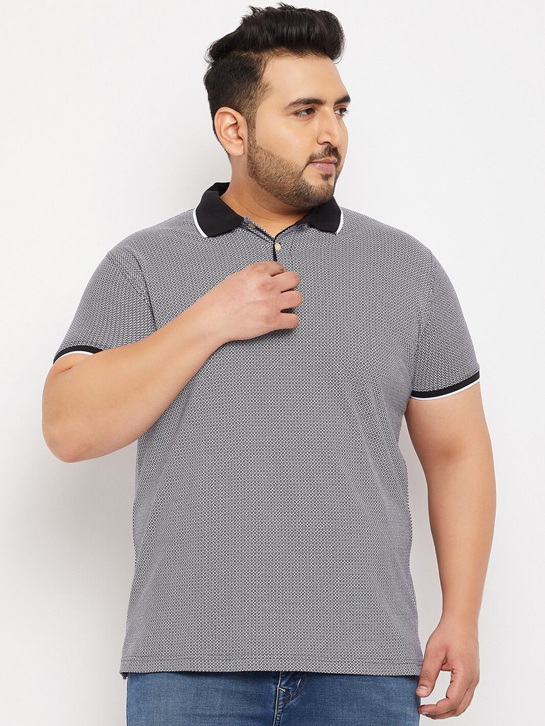 

bigbanana Men Plus Size Printed Pure Cotton T-shirt, Navy blue