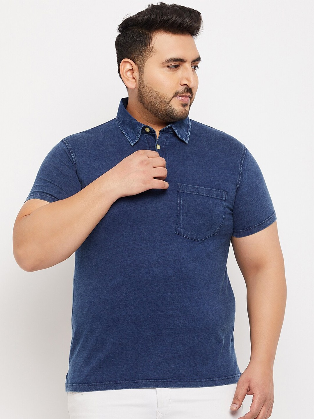 

bigbanana Men Plus Size Pure Cotton Bio Finish T-shirt, Blue