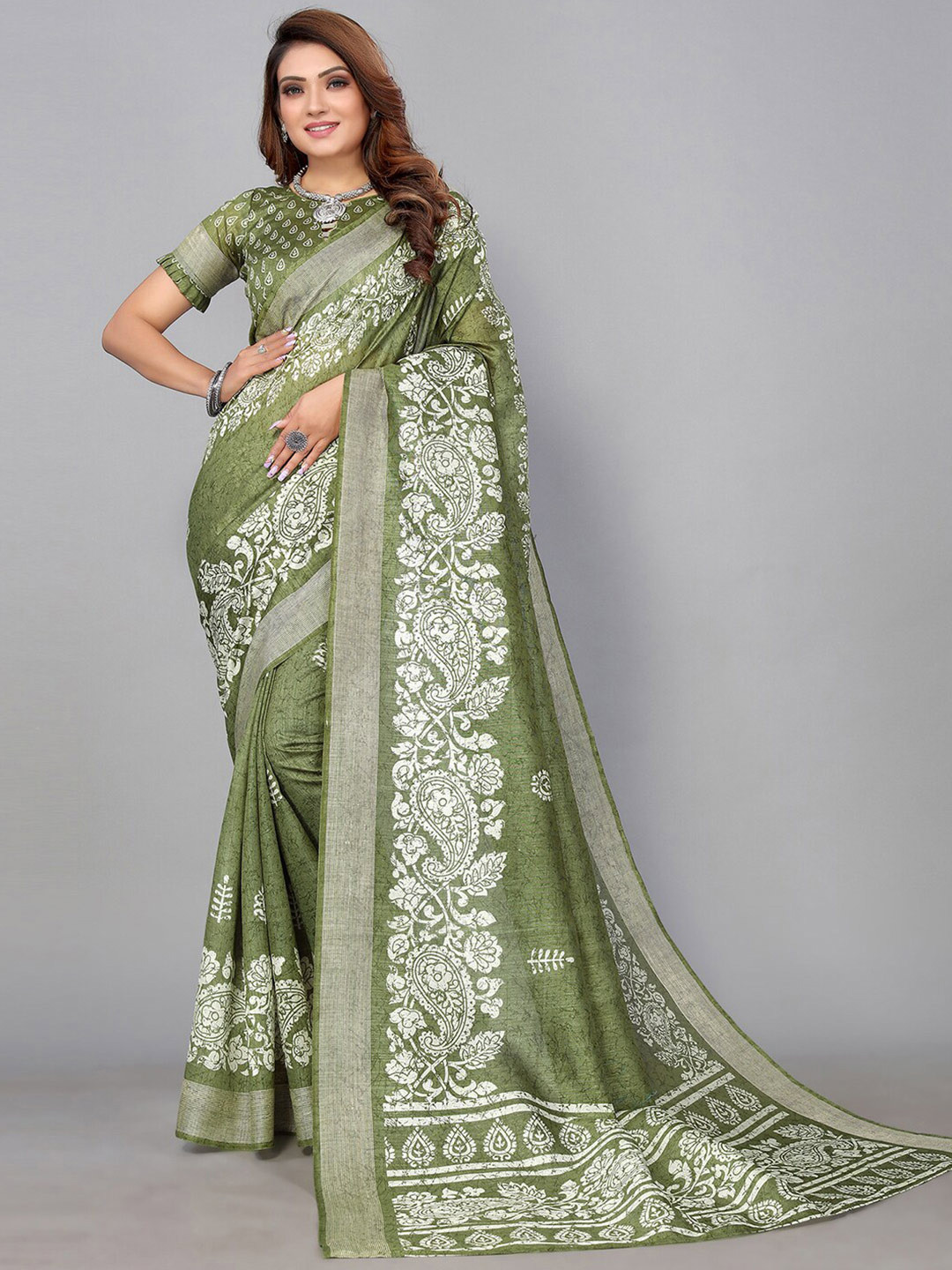 

KALINI Floral Saree, Green