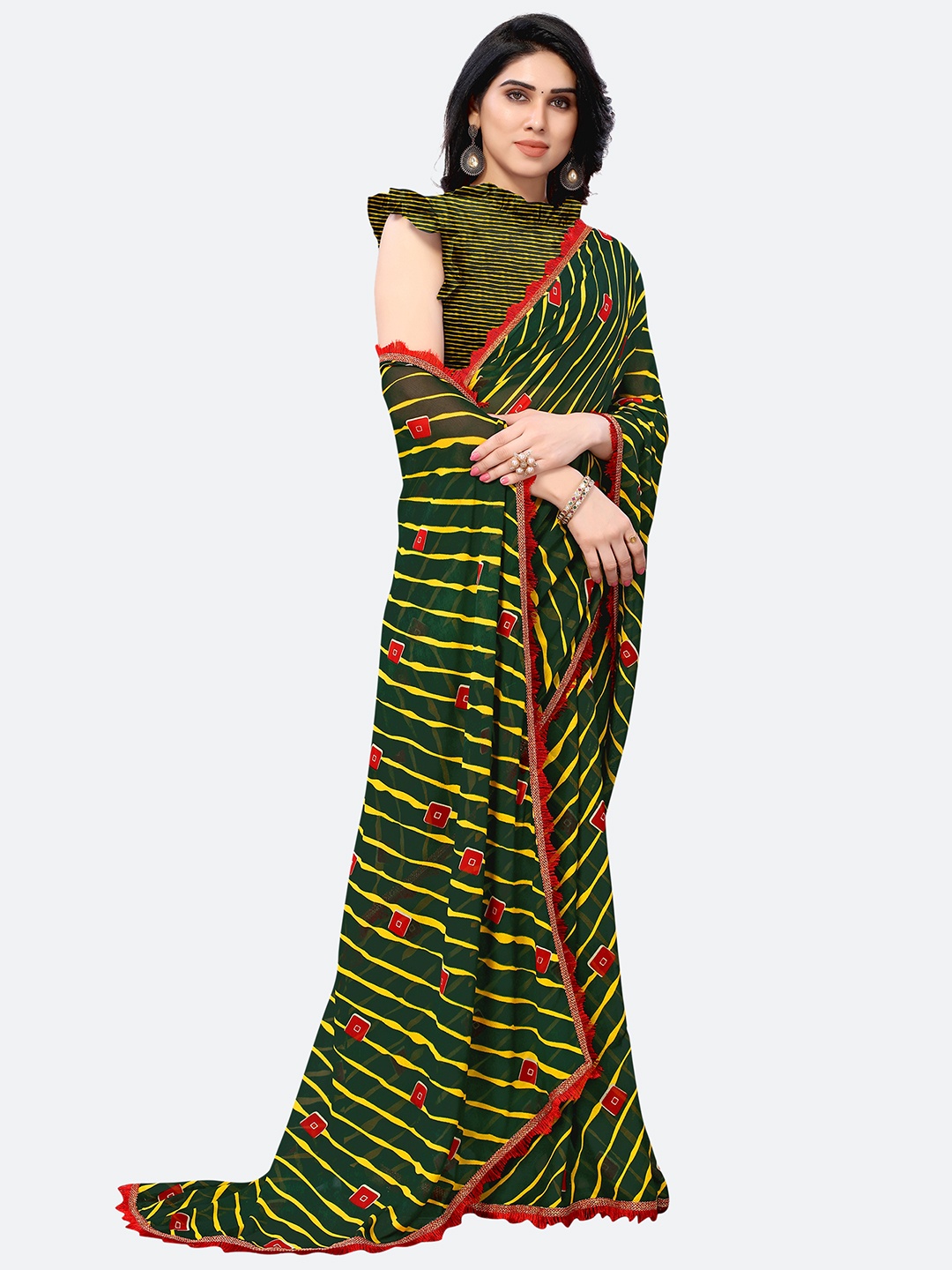 

KALINI Leheriya Leheriya Saree, Green