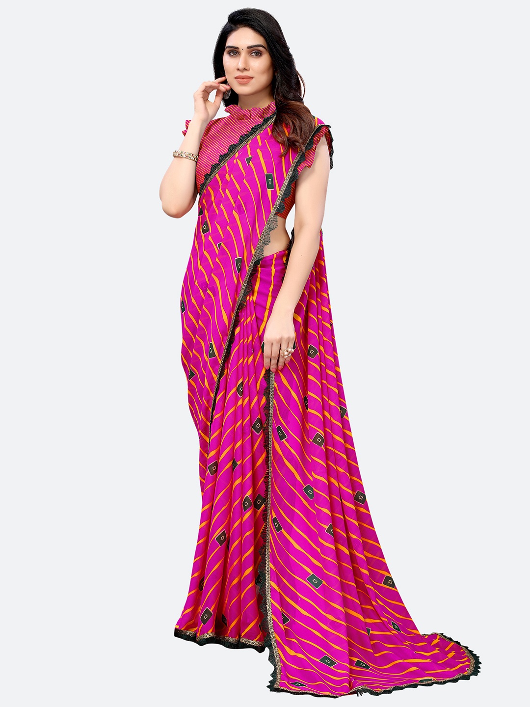 

KALINI Leheriya Leheriya Saree, Pink