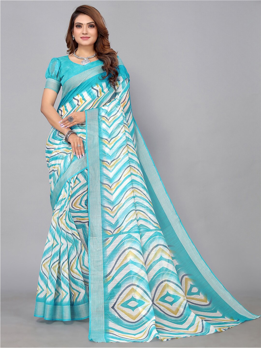 

KALINI Leheriya Zari Leheriya Saree, Blue