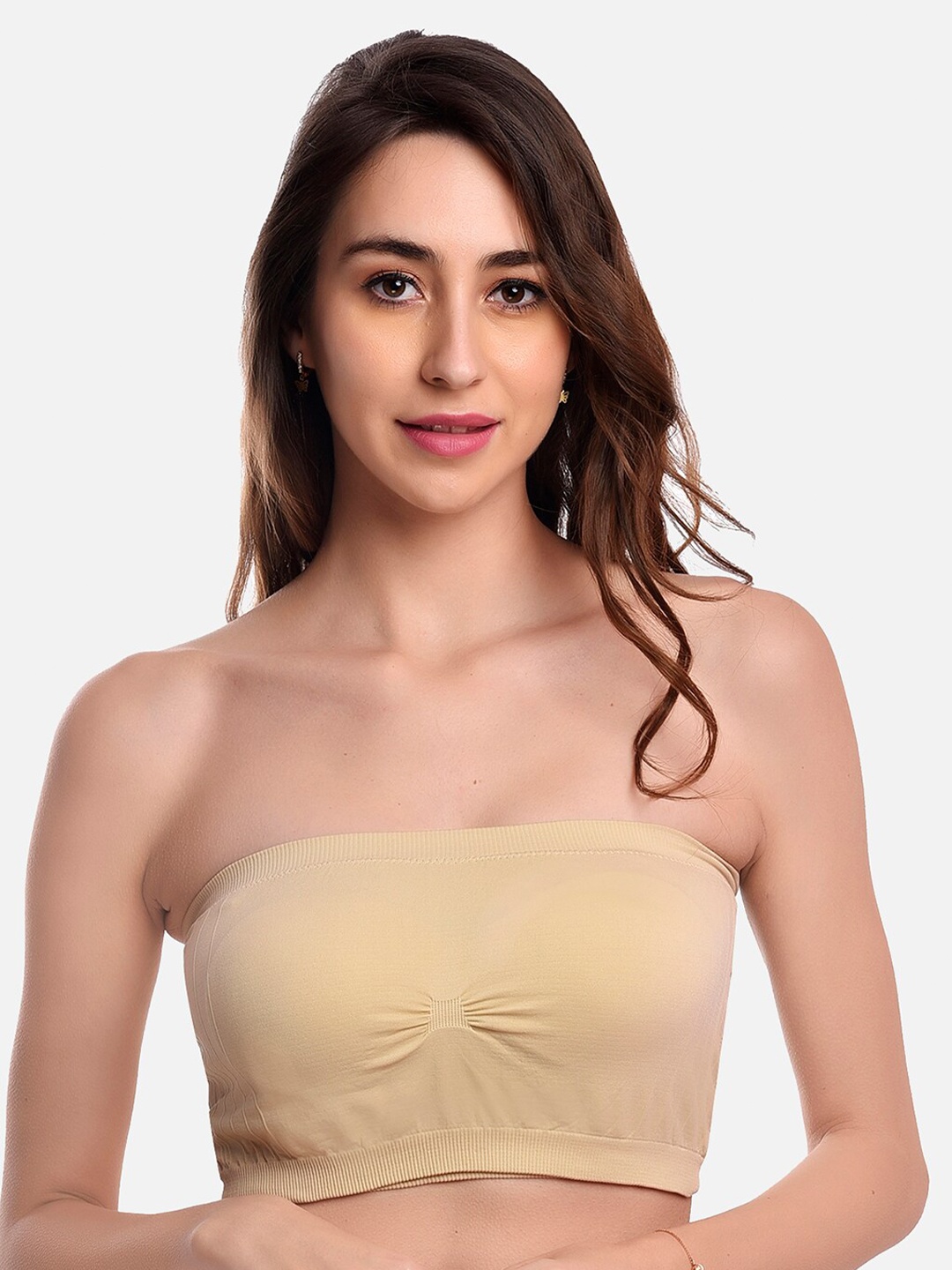 

FIMS Women Solid Wire free Tube Padded Seamless Bra, Beige