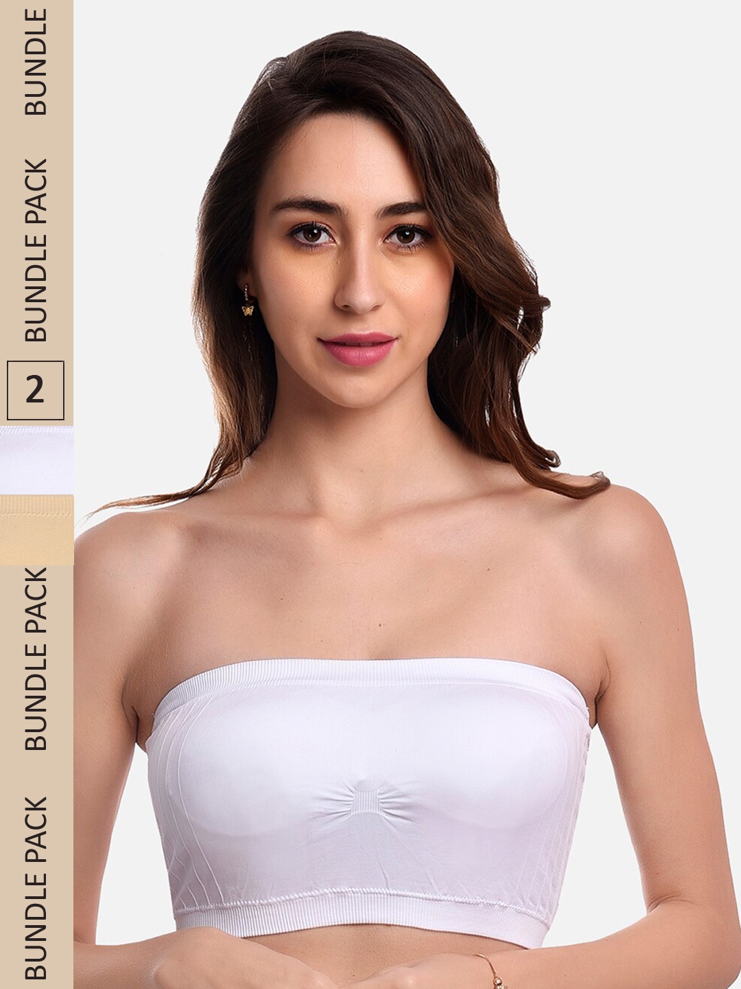

FIMS Women Pack of 2 Solid Wire free Tube Padded Seamless Bra, White