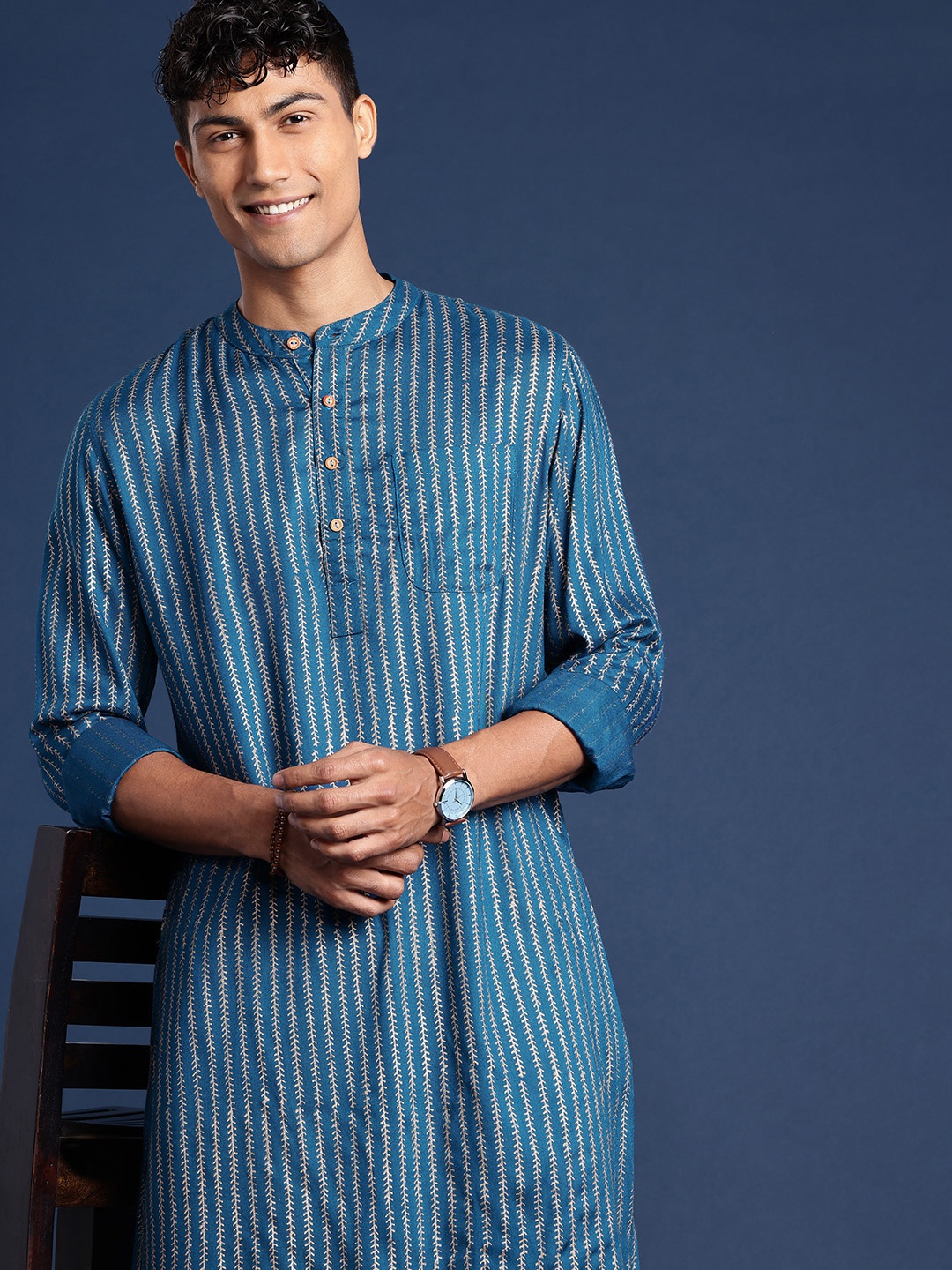 

Taavi Sanganeri Block Print Pure Cotton Ethnic Motifs Printed Kurta, Teal