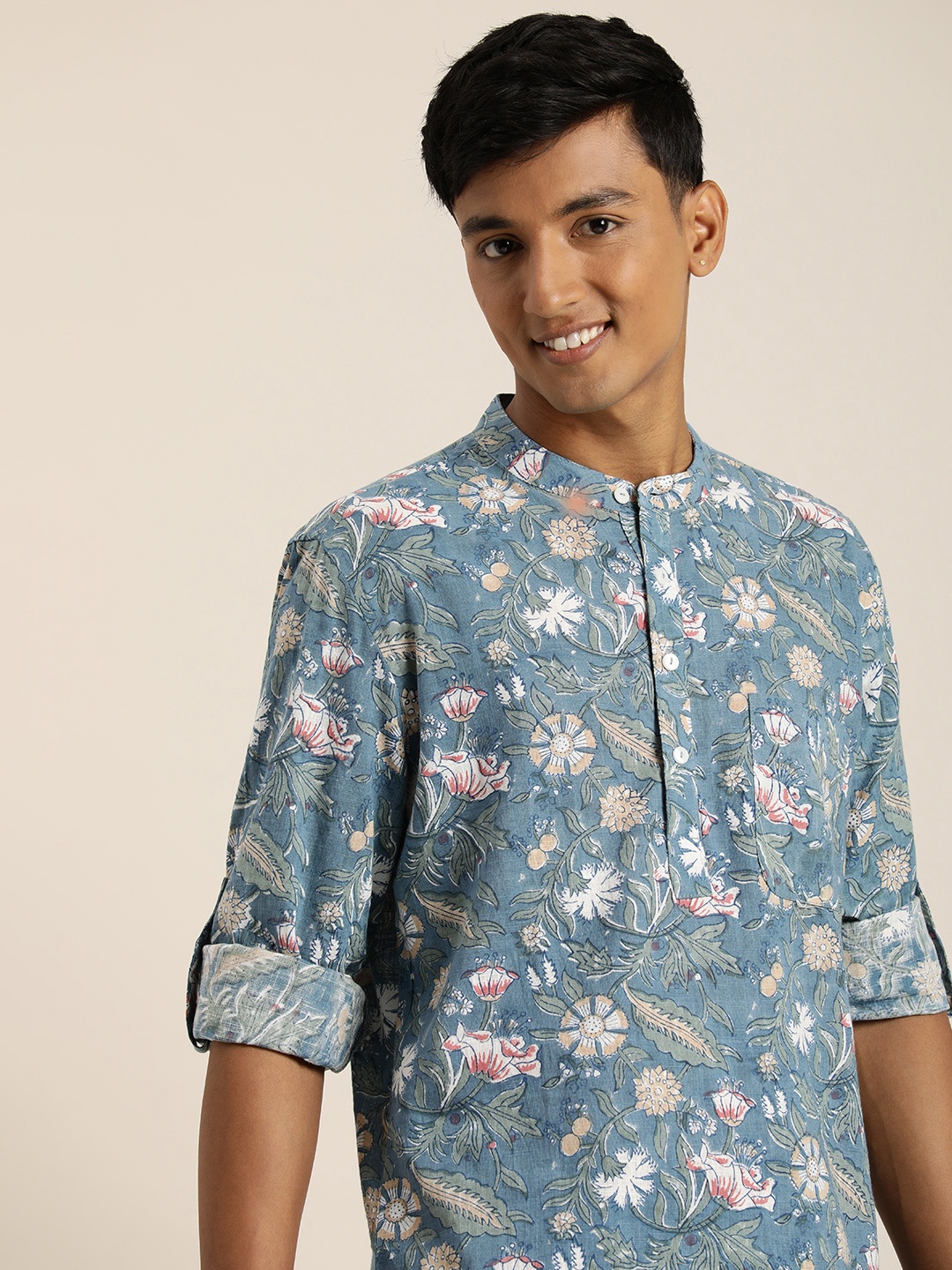 

Taavi Sanganeri Floral Printed Kurta, Blue