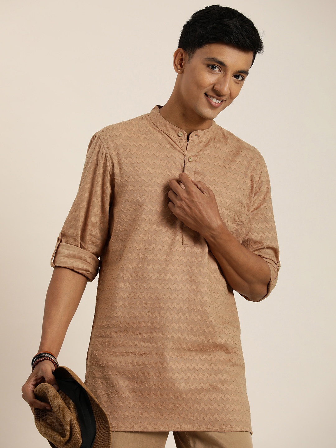 

Taavi Woven Legacy Pure Cotton Kurta, Brown