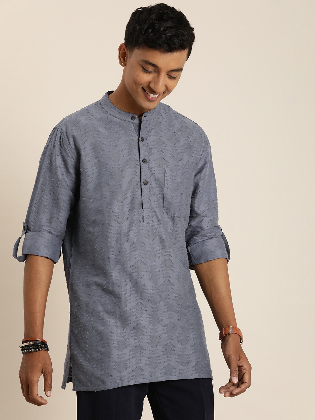 

Taavi Woven Legacy Pure Cotton Kurta, Grey