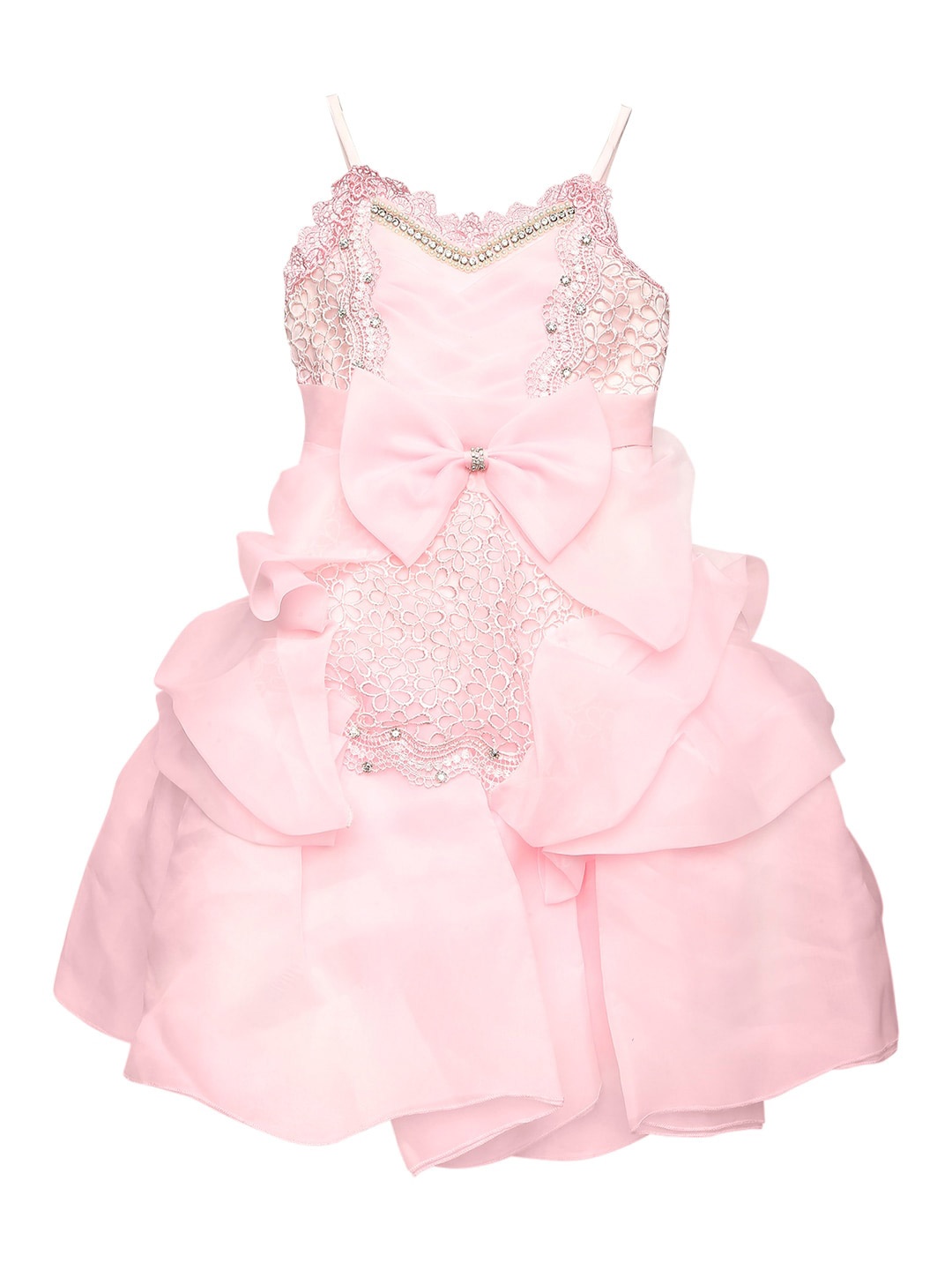 

Actuel Girls Embellished Layered Satin Midi Dress, Pink