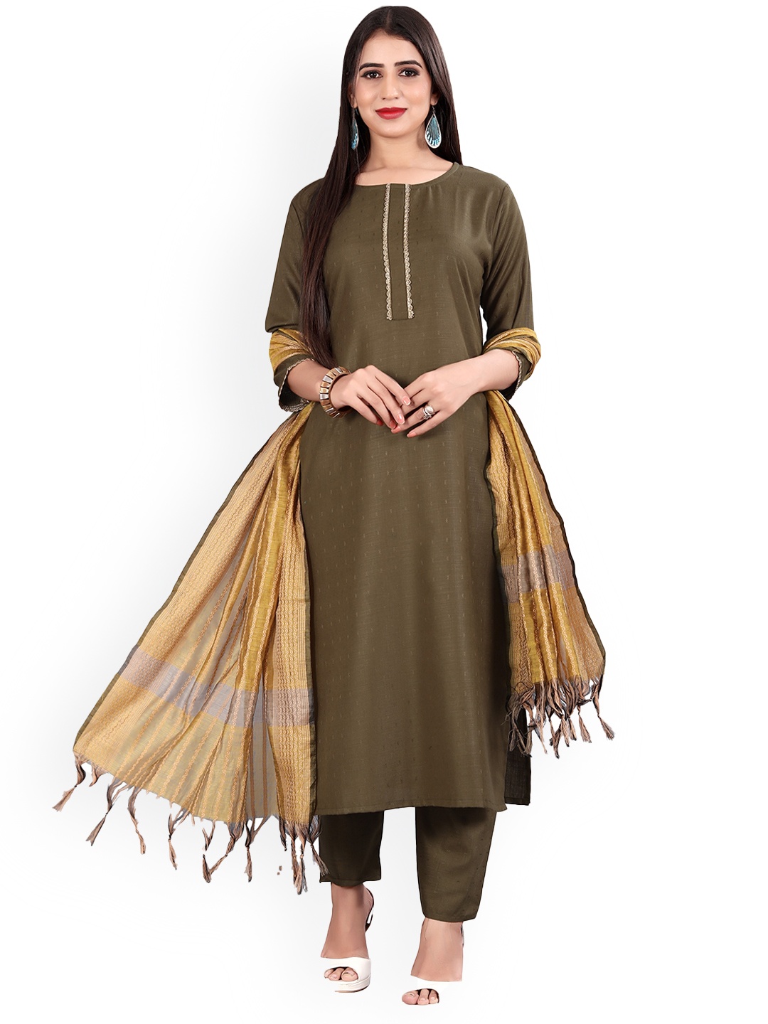

Atsevam Kurti with Palazzos & With Dupatta, Green