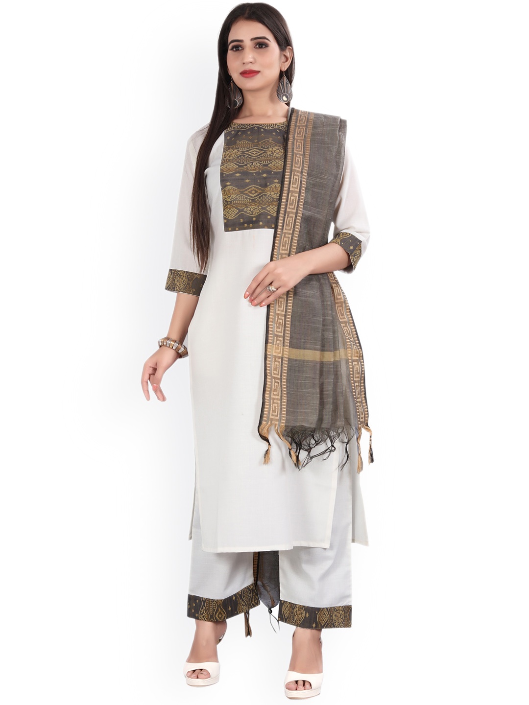 

Atsevam Kurti with Palazzos & With Dupatta, White