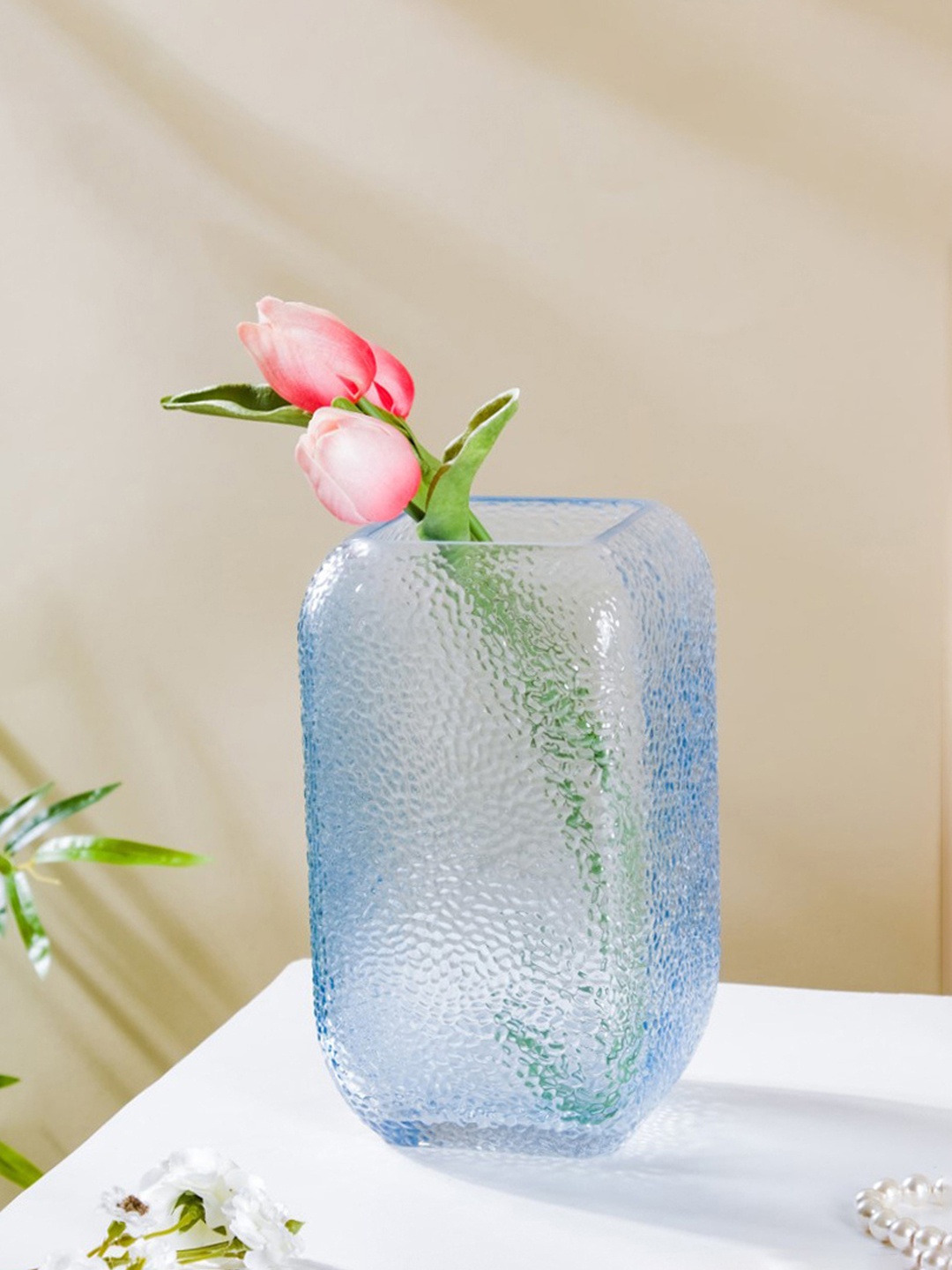 

Nestasia Textured Glass Vase, Blue