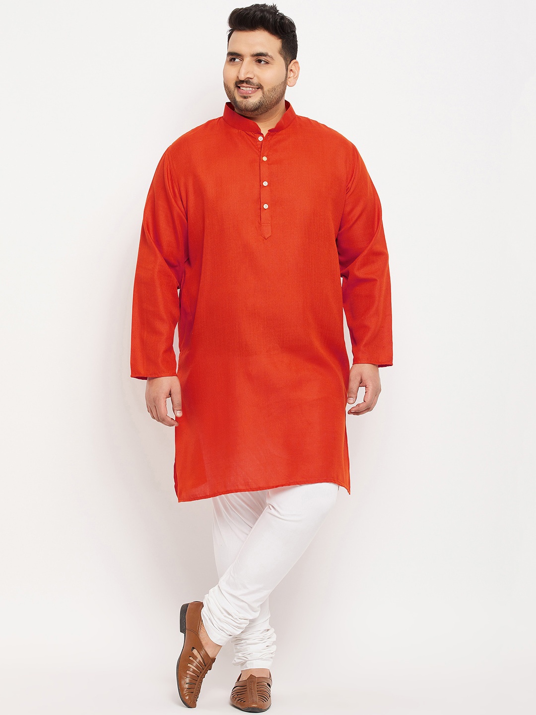 

bigbanana Men Plus Size Kurta, Orange
