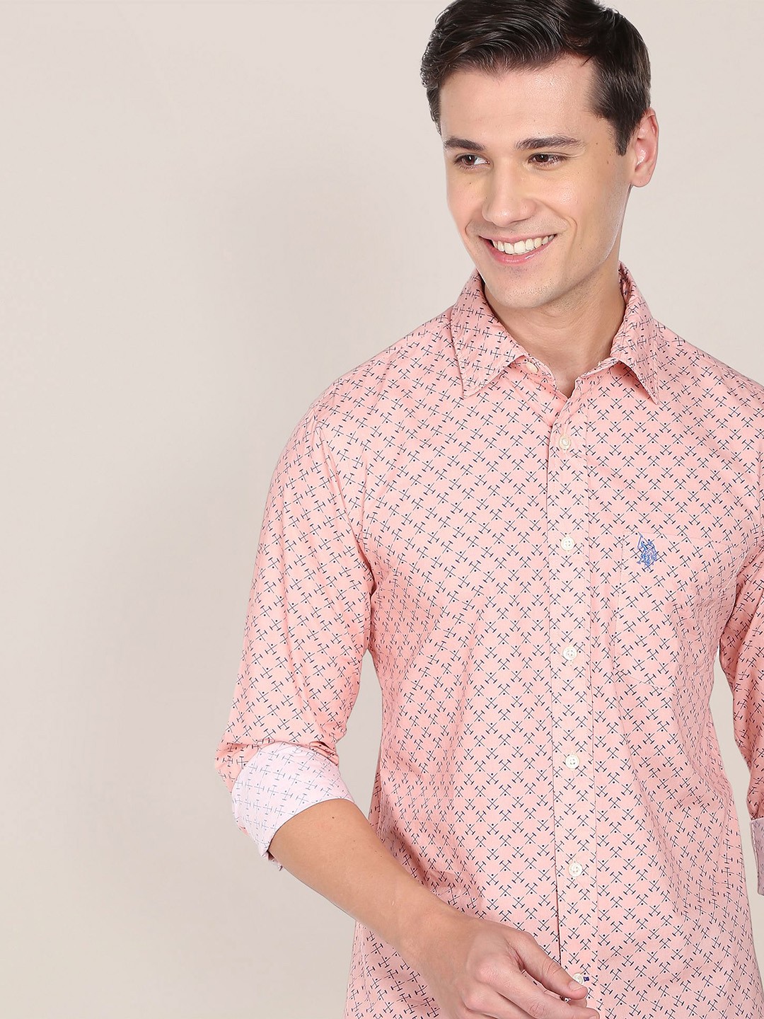

U.S. Polo Assn. Men Printed Casual Shirt, Coral