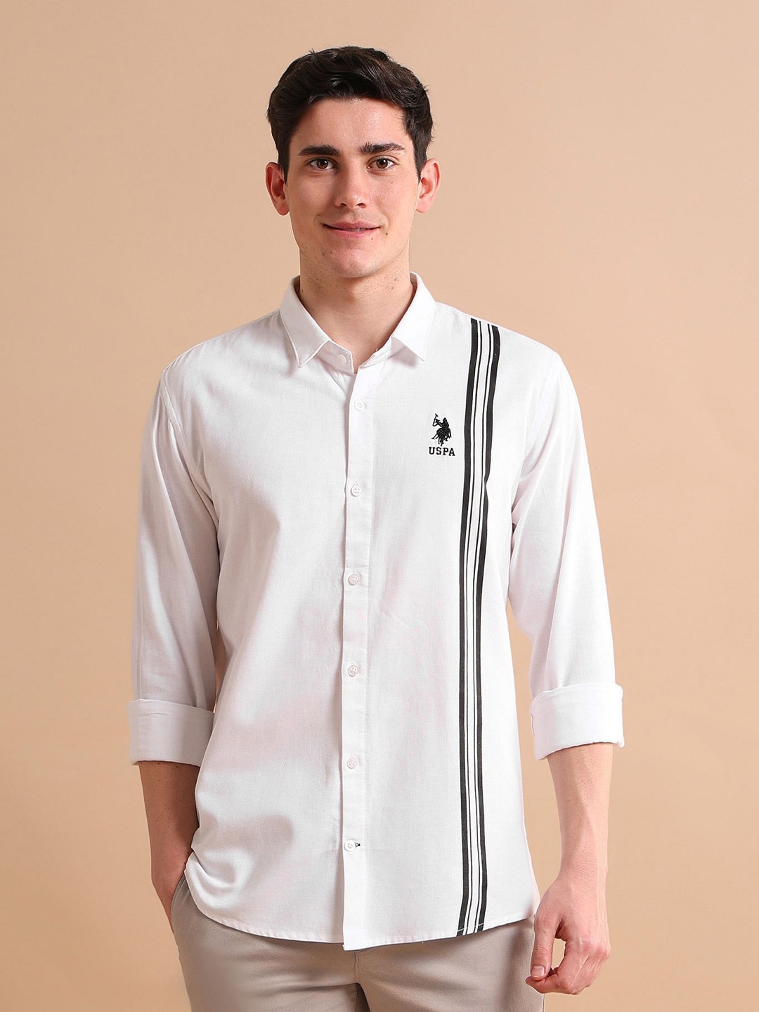 

U.S. Polo Assn. Tailored Striped Casual Shirt, White