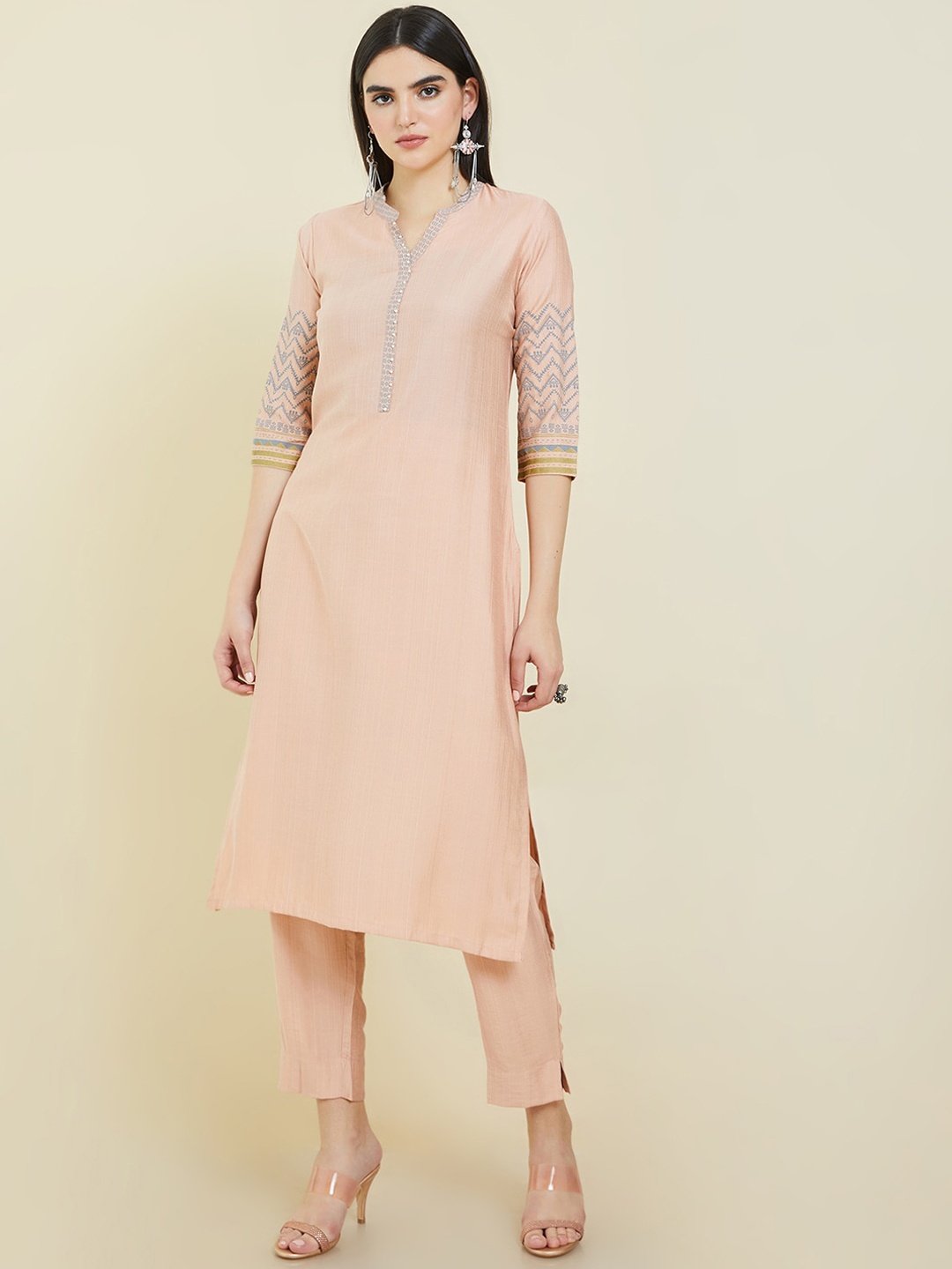 

Soch Women Kurta with Trousers, Peach