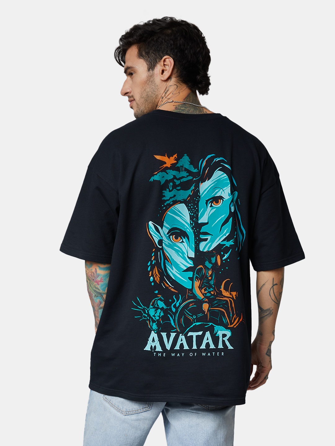 

The Souled Store Avatar Printed Oversized T-Shirt, Black