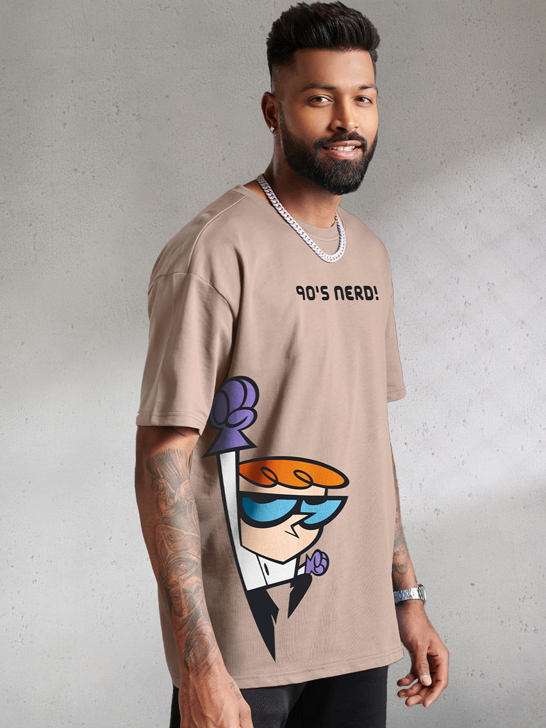 

The souled store Dexter: 90s Nerd Brown Oversized T-Shirts
