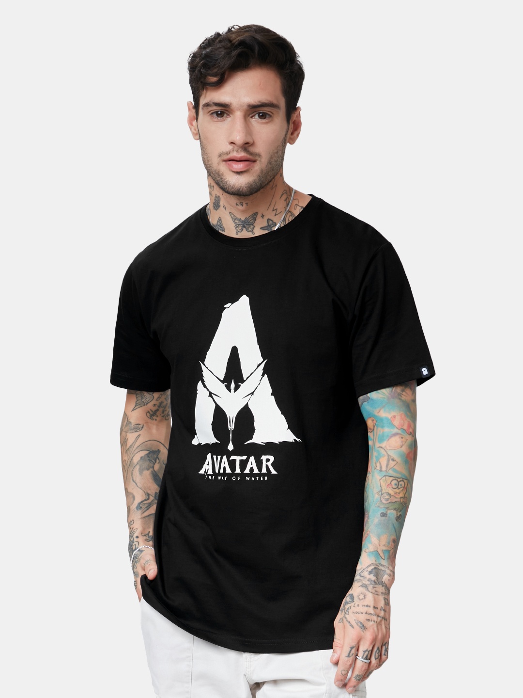 

The Souled Store Men Avatar Printed Cotton T-shirt, Black