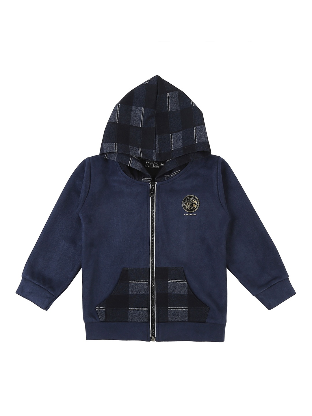 

Actuel Boys Checked Pure Cotton Tailored Jacket, Navy blue