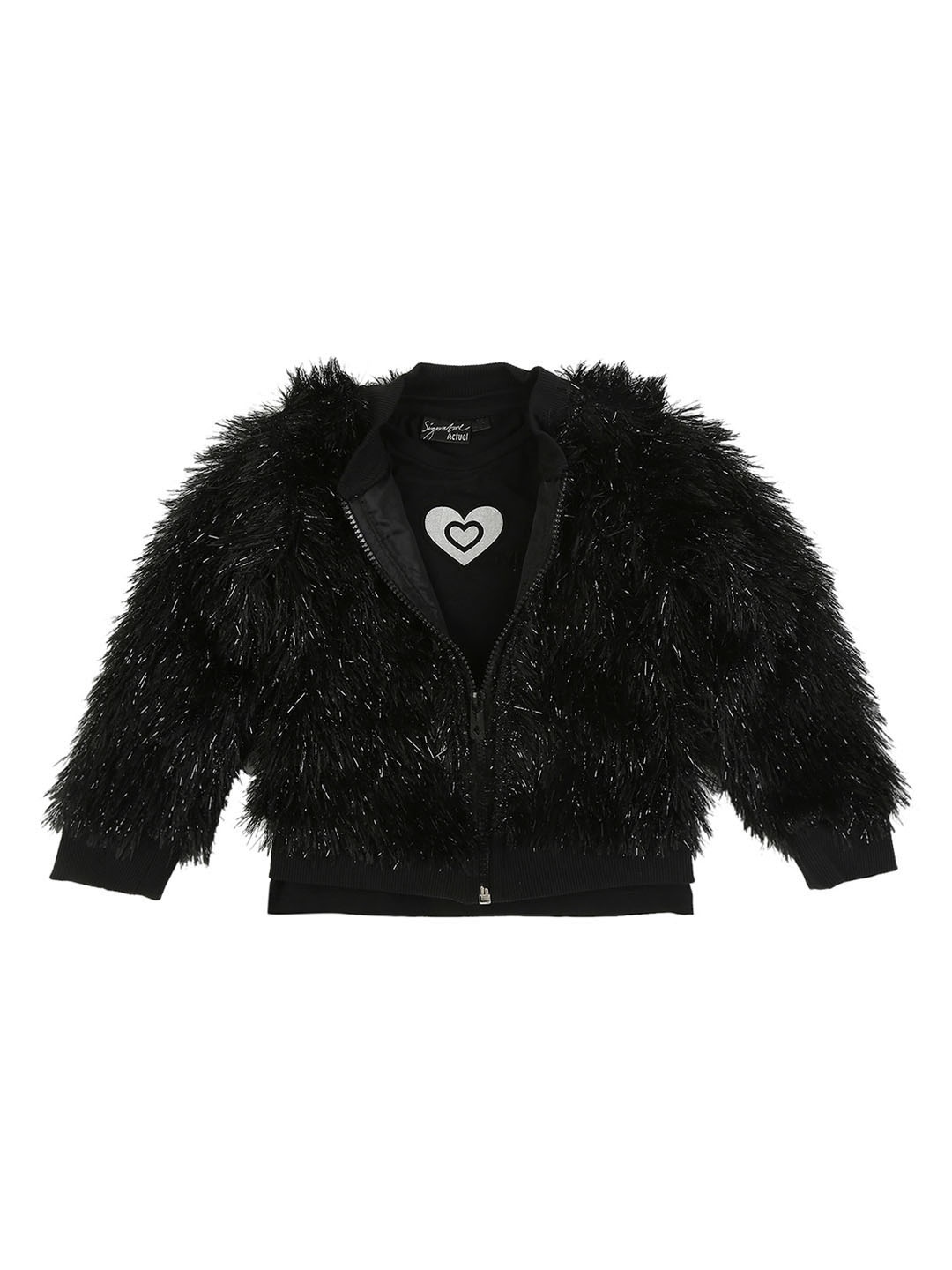 

Actuel Girls Polyester Bomber Jacket, Black