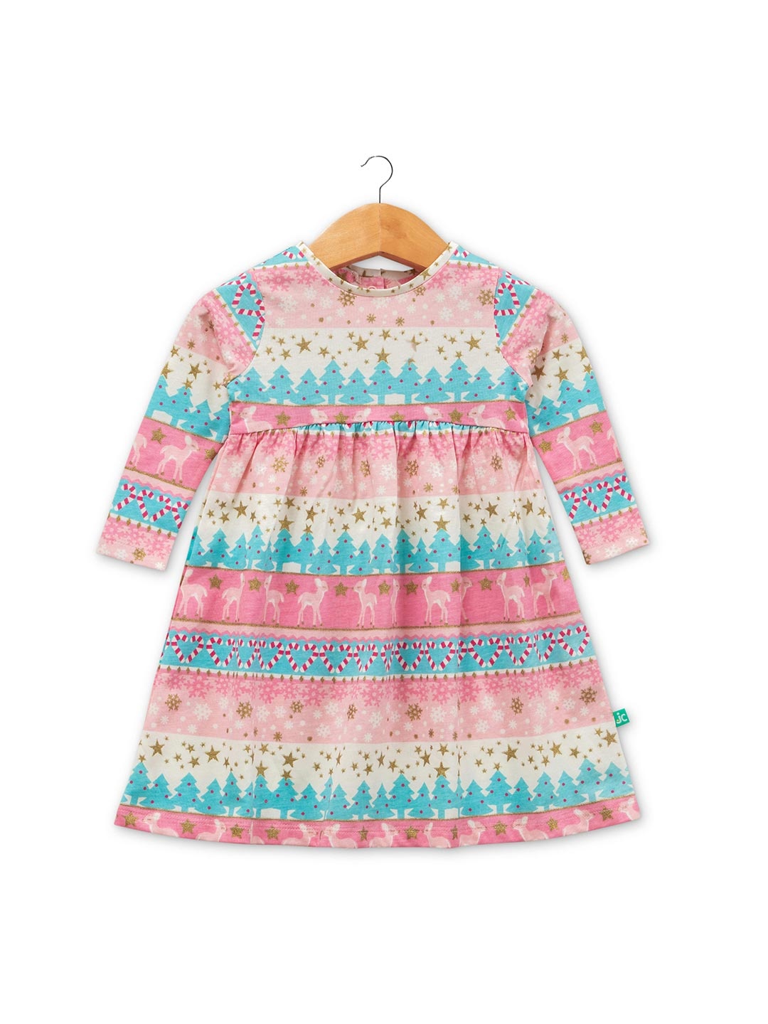 JusCubs Girls Pure Cotton A-Line Dress, Blue