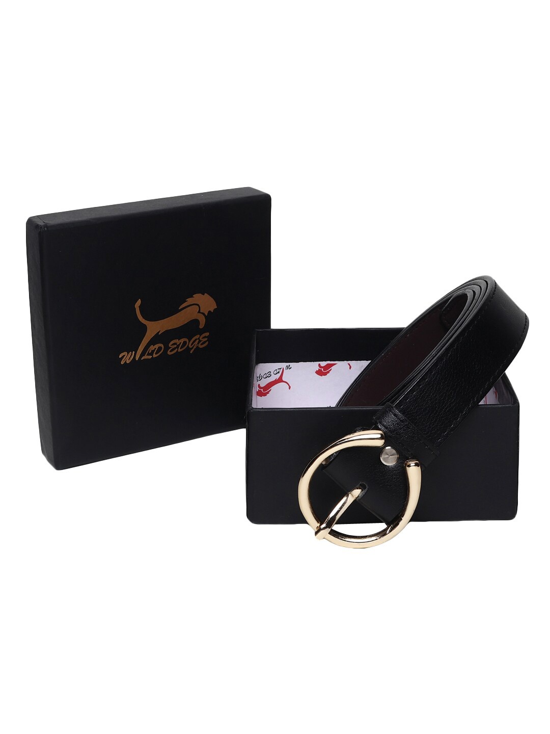 WILD EDGE Women PU Formal Belt, Black