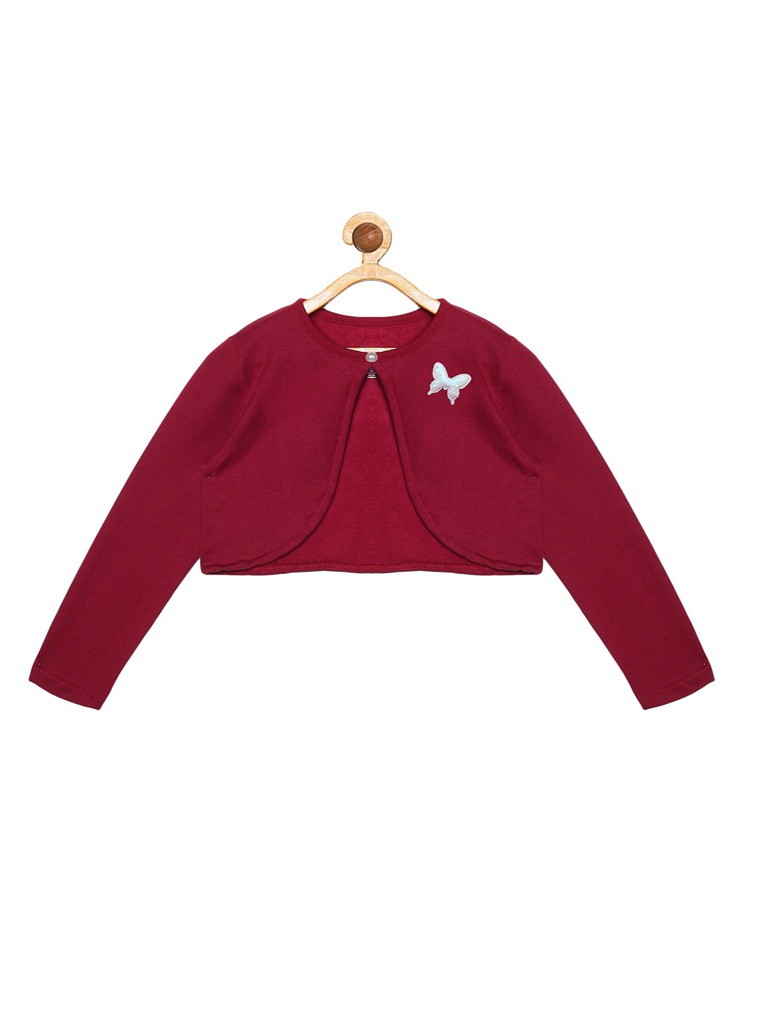 

KiddoPanti Girls Embellished Crop Shrug, Maroon