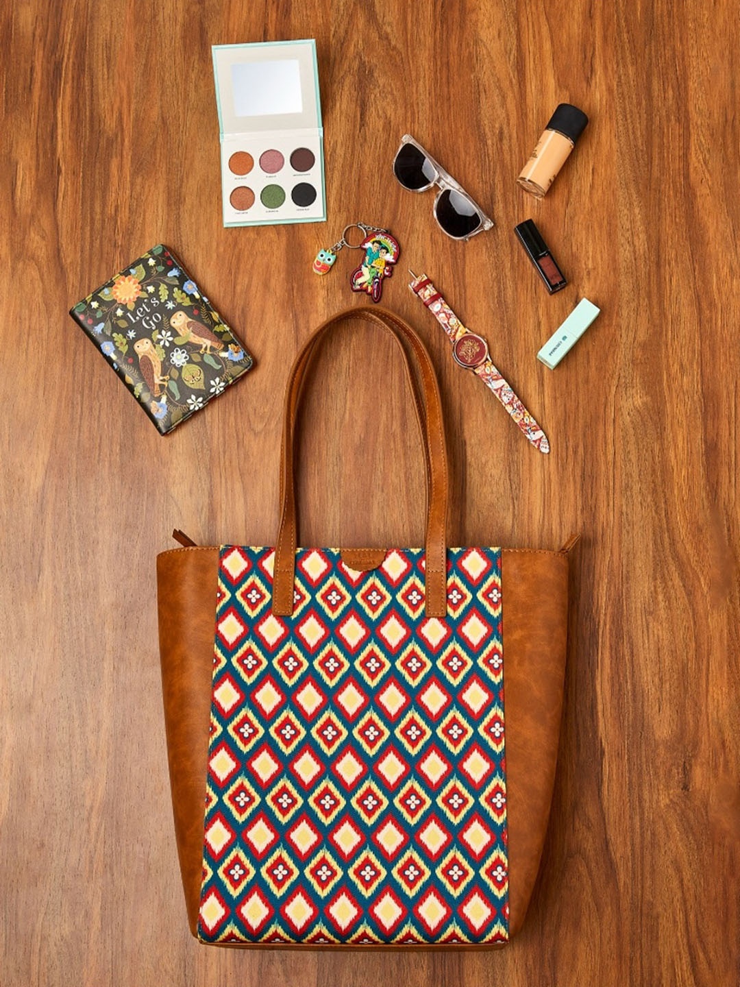 

Chumbak Ethnic Motifs Printed Tote Bag, Tan