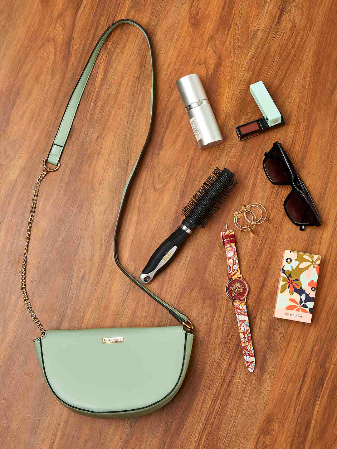 

Chumbak PU Structured Sling Bag, Green