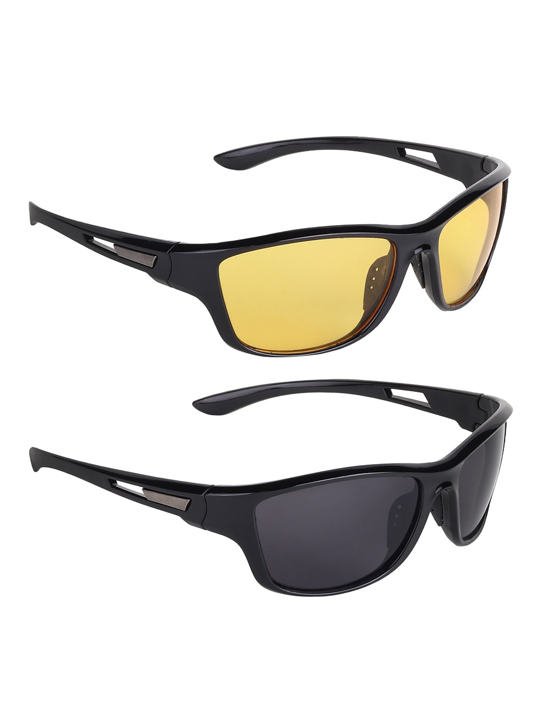 

ALIGATORR Unisex Pack Of 2 Sports Sunglasses with UV Protected Lens AGR_NEW SPRTS_YLW-BLK, Black