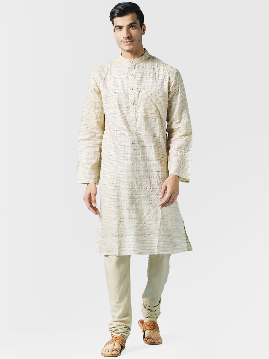 

Fabindia Men Silk Tussar Kurta, Beige